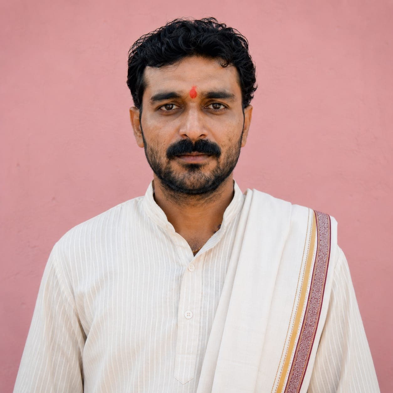 Pandit Prashant Shukla performing hawan — traditional ritual at Naya Mahadev, Varanasi